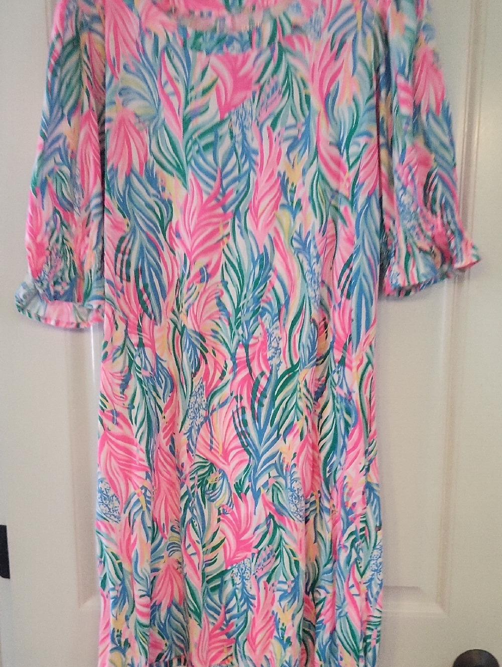 Lilly Pulitzer Pink, Blue & Green Tropical Print Dress